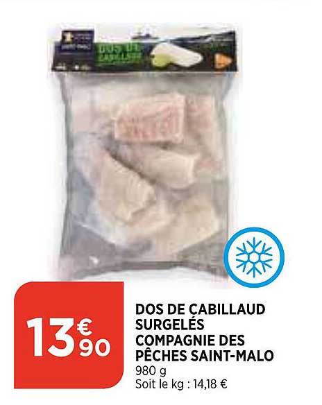 Dos De Cabillaud Surgelés Compagnie Des Pêches Saint-malo