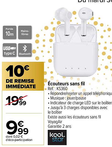 écouteurs sans fil kool star