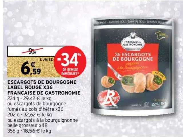 escargots de bourgogne label rouge x36 française de gastronomie