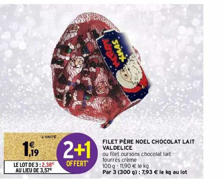 filet père noël chocolat lait valdelice