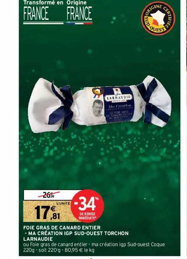 foie gras de canard entier - ma création igp sud-ouest torchon larnaudie