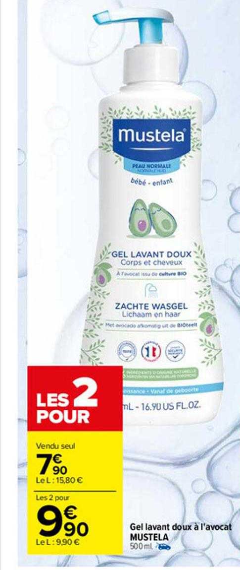 gel lavant doux à l'avocat mustela