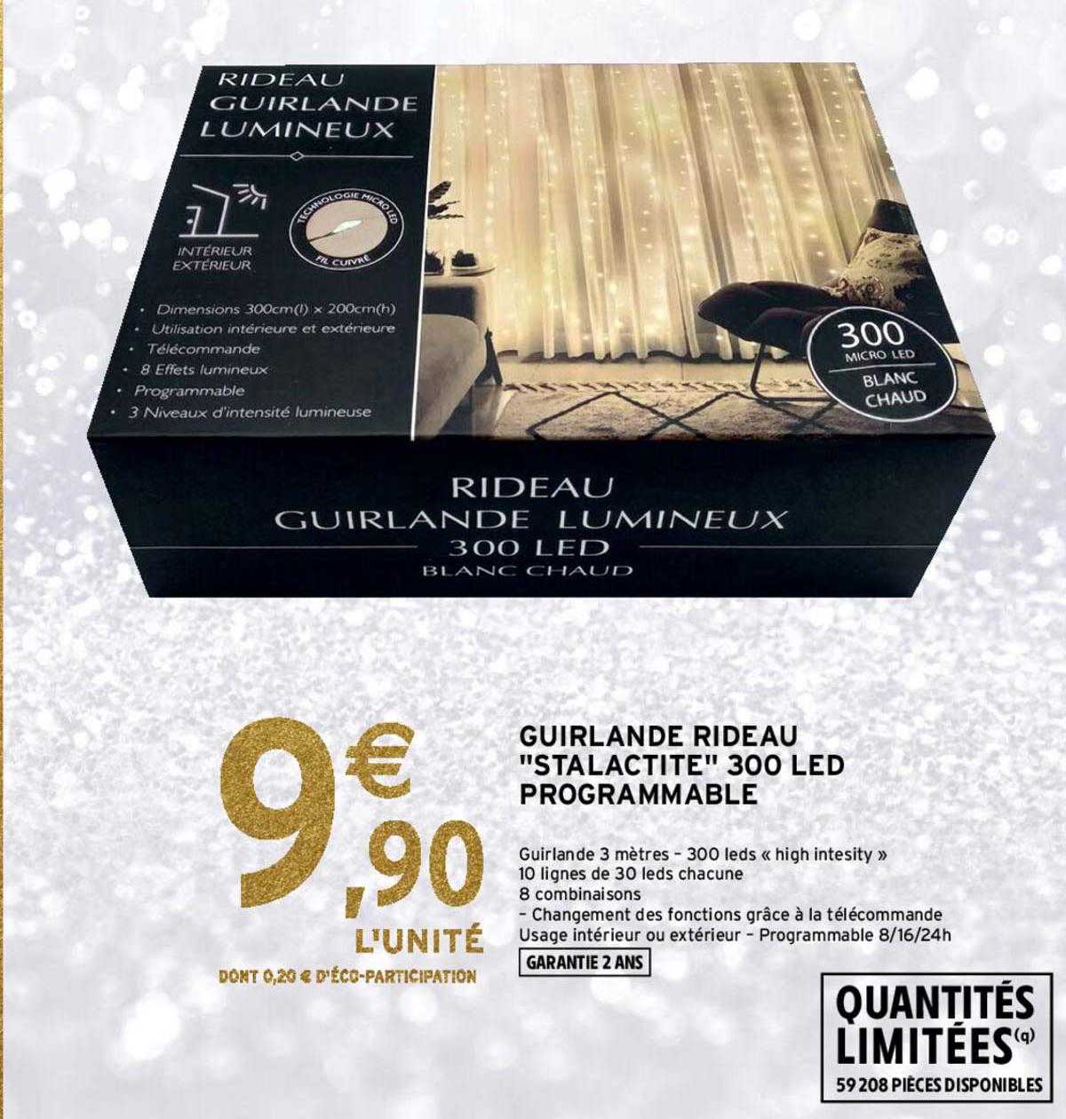 guirlande rideau "stalactite" 300 led programmable