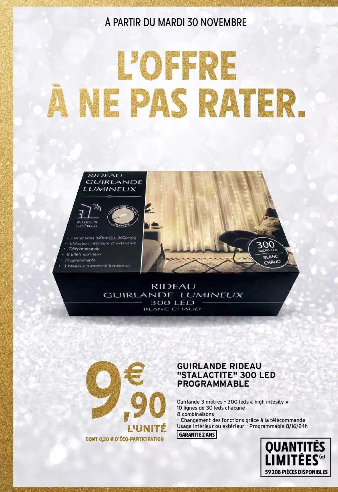 guirlande rideau "stalactite" 300 led programmable