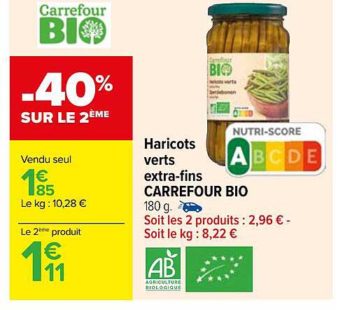 haricots verts extra-fins carrefour bio