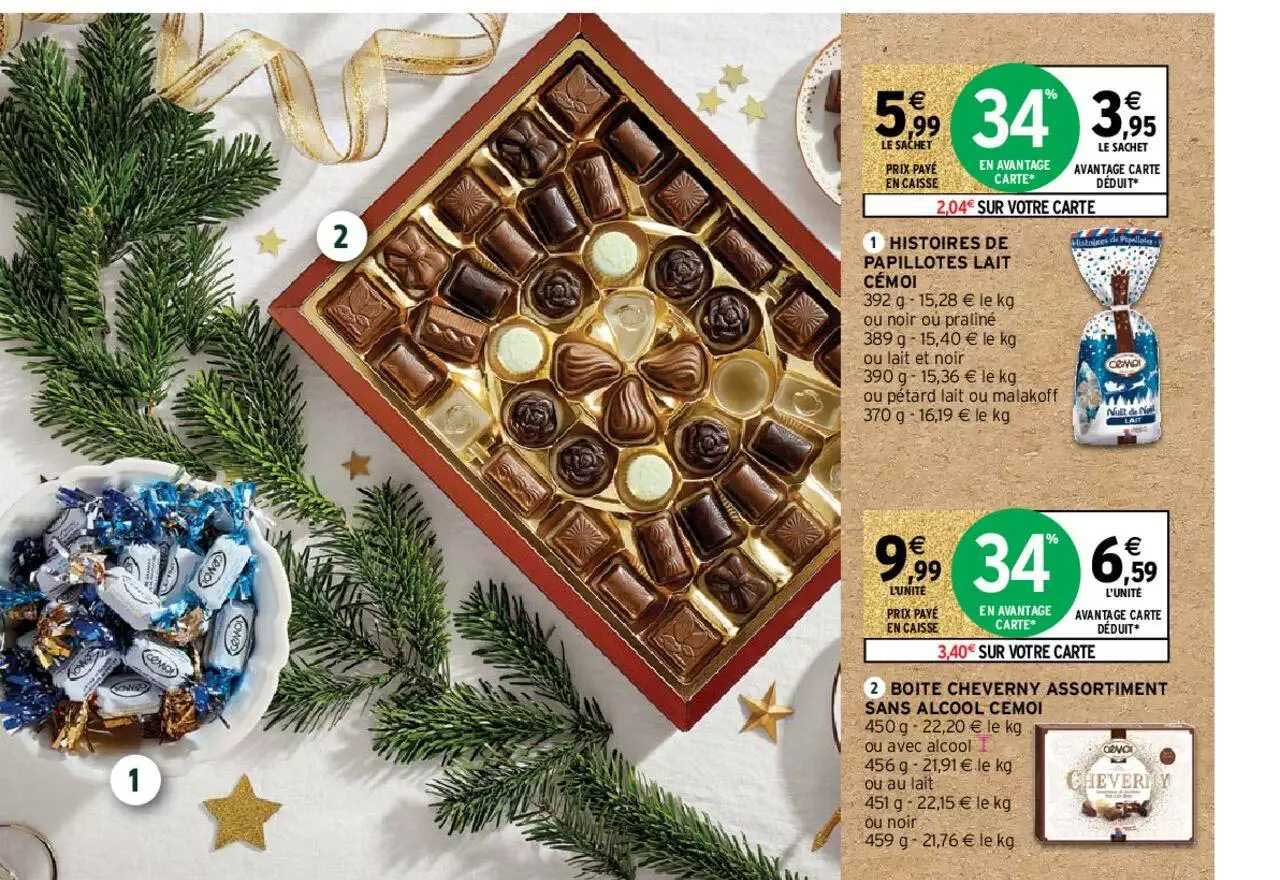 histoires de papillotes lait cémoi, boîte cheverny assortiment sans alcool cémoi