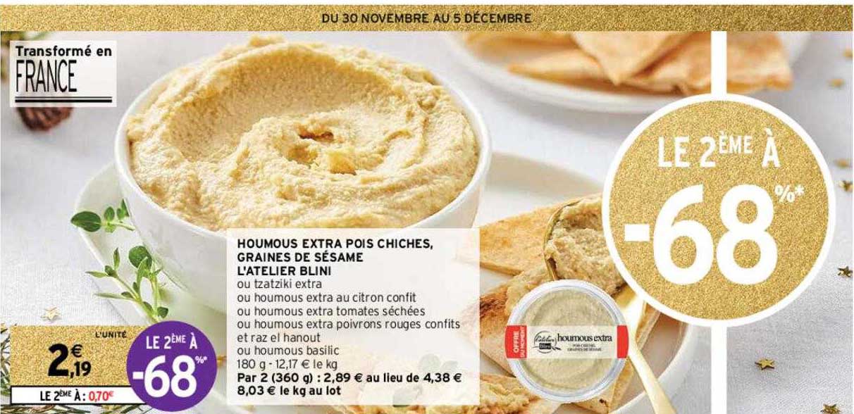 Houmous Extra Pois Chiches, Graines De Sésame L'atelier Blini