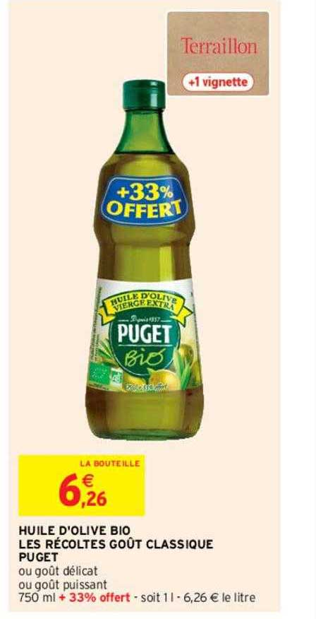 huile d'olive bio les récoltes goût classique puget