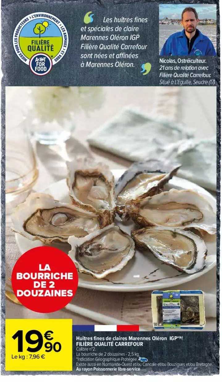 huîtres fines de claires marennes oléron igp filière qualité carrefour