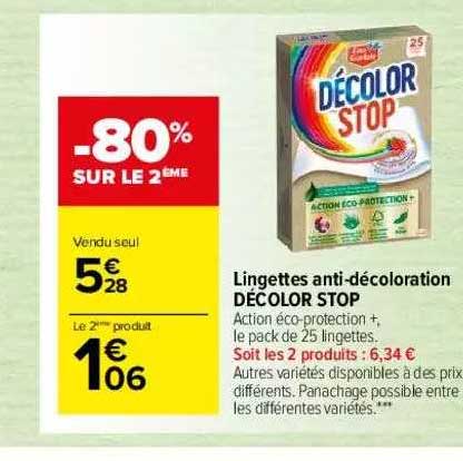 lingettes anti-décoloration décolor stop