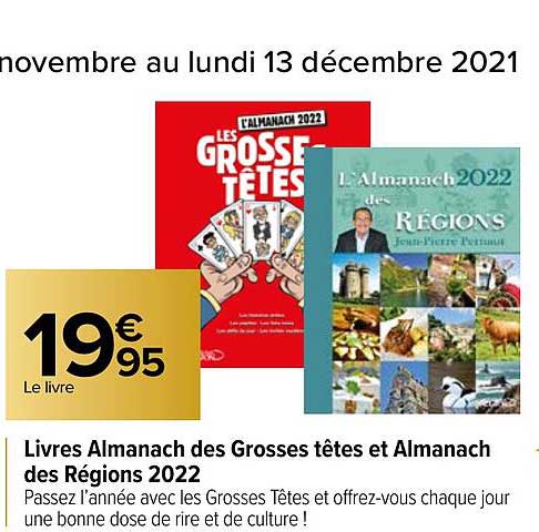 livres almanach des grosses têtes et almanach des régions 2022