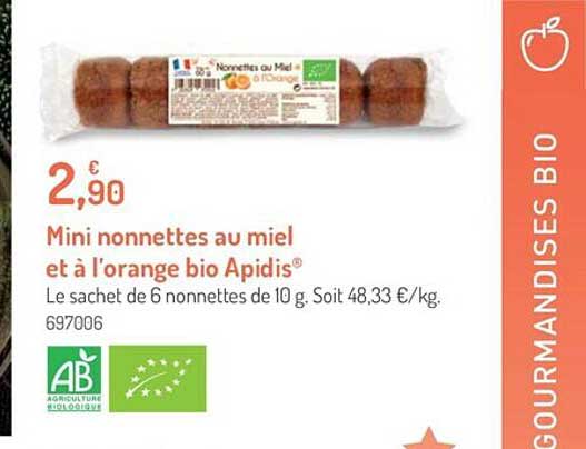 mini nonnettes au miel et à l'orange bio apidis