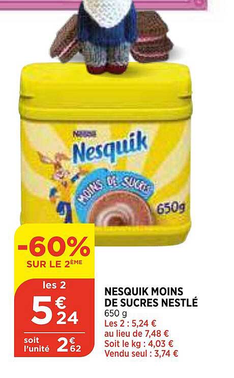 nesquik moins de sucres nestlé