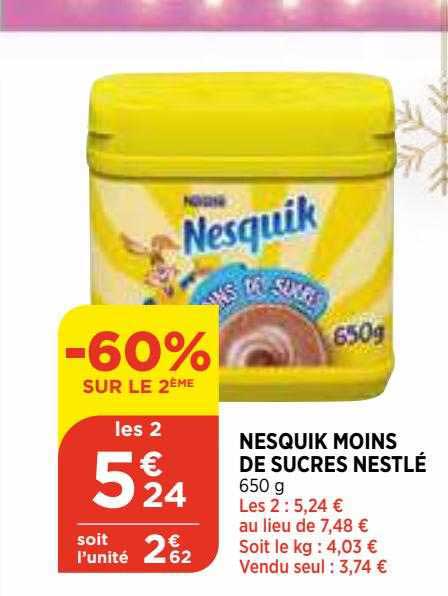 nesquik moins de sucres nestlé