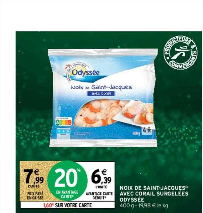 noix de saint-jacques avec corail surgelées odyssée