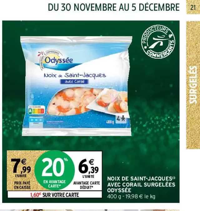 noix de saint-jacques avec corail surgelées odyssée