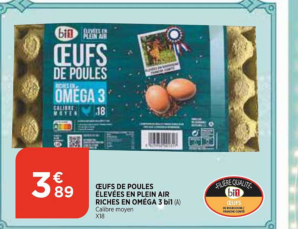 oeufs de poules élevées en plein air riches en oméga 3 bi1