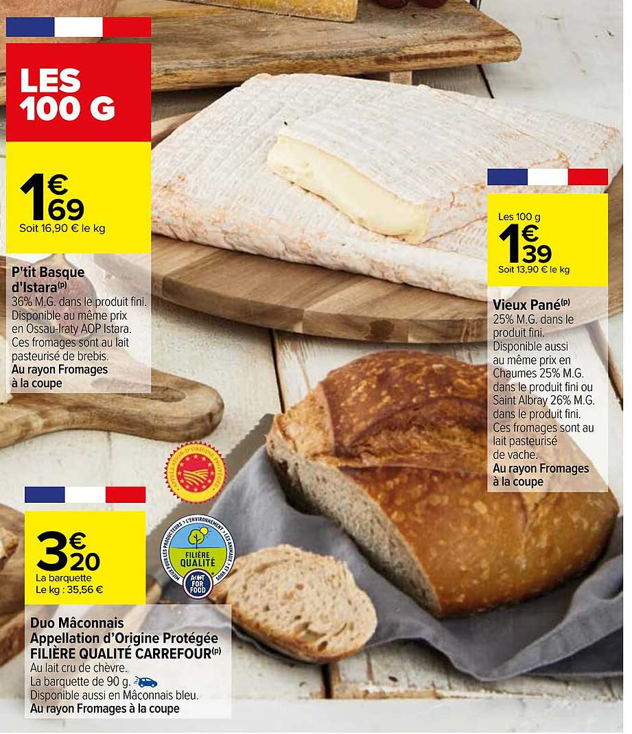 p'tit basque d'istara, duo mâconnais appellation d'origine protégée filière qualité carrefour, vieux pané