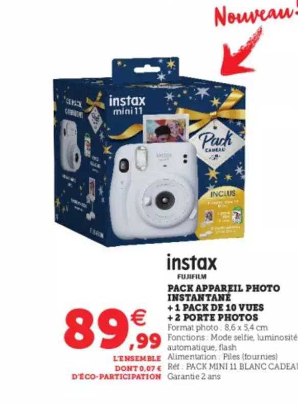 Pack Appareil Photo Instantané + 1 Pack De 10 Vues + 2 Porte Photos Instax Fujifilm