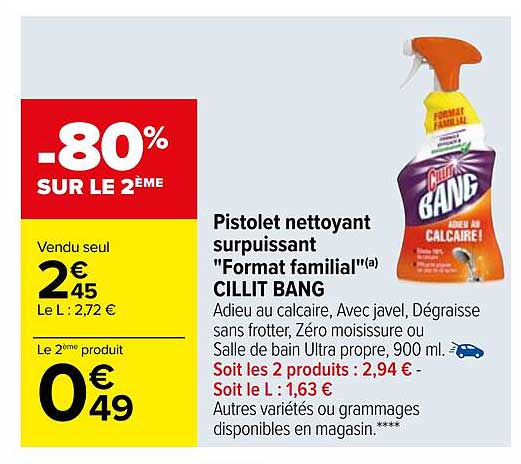 pistolet nettoyant surpuissant "format familial" cillit bang