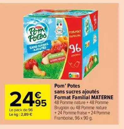 pom'potes sans sucres ajoutés format familial materne