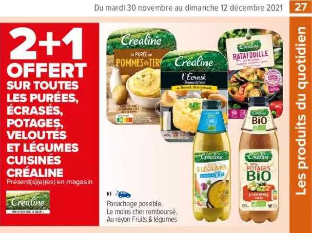 purées, écrasés, potages, veloutés et légumes cuisinés créaline