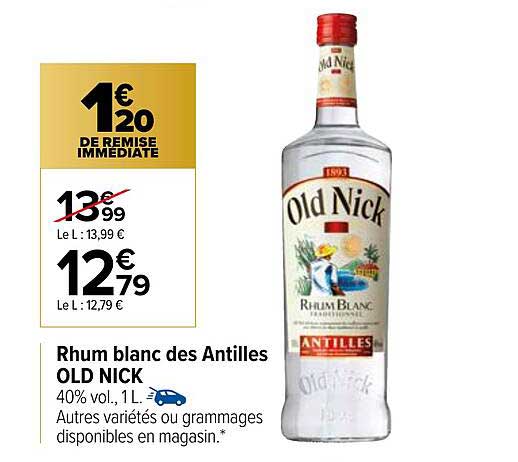 rhum blanc des antilles old nick