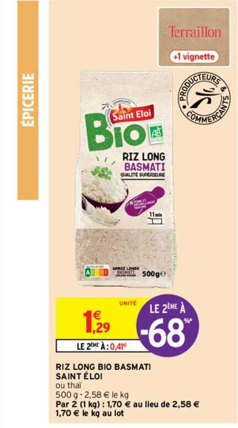 Riz Long Bio Basmati Saint éloi