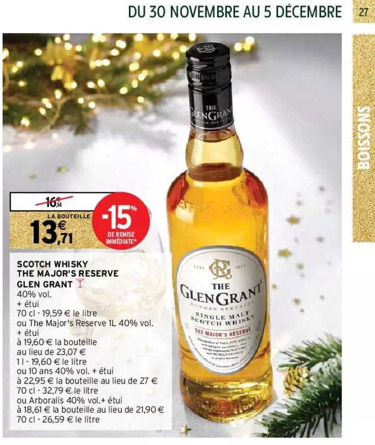 scotch whisky the major's reserve glen grant