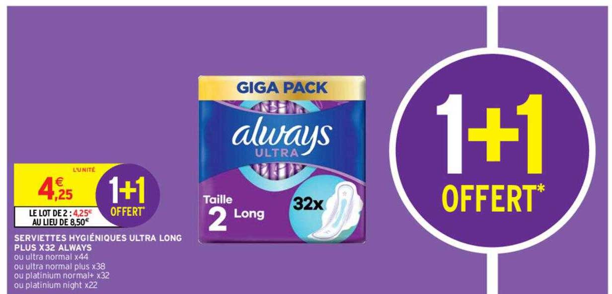 serviettes hygiéniques ultra long plus x32 always