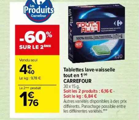 tablettes lave-vaisselle tout en 1 carrefour