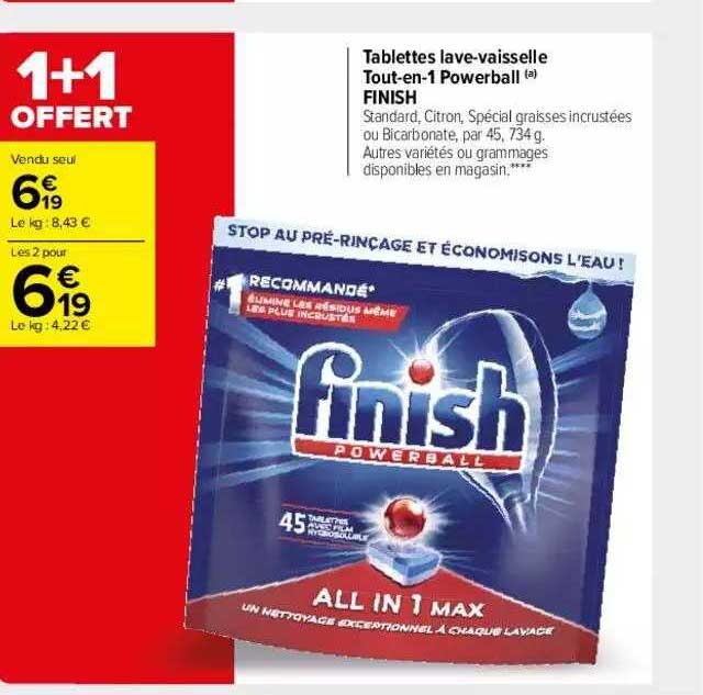 tablettes lave-vaisselle tout-en-1 powerball finish