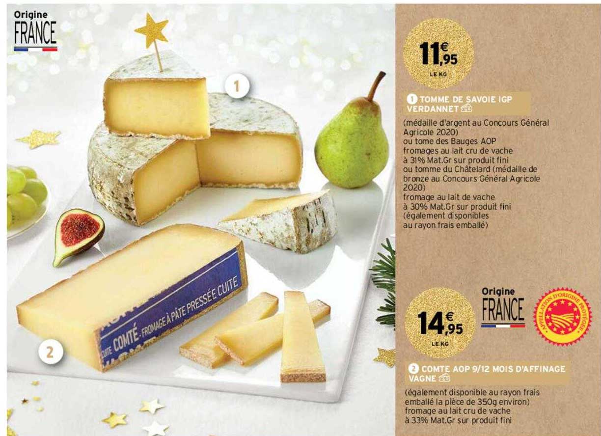 tomme de savoie igp verdannet, comte aop 9-12 mois d'affinage vagne