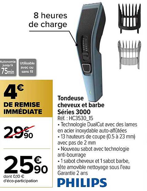 tondeuse cheveux et barbe séries 3000 philips