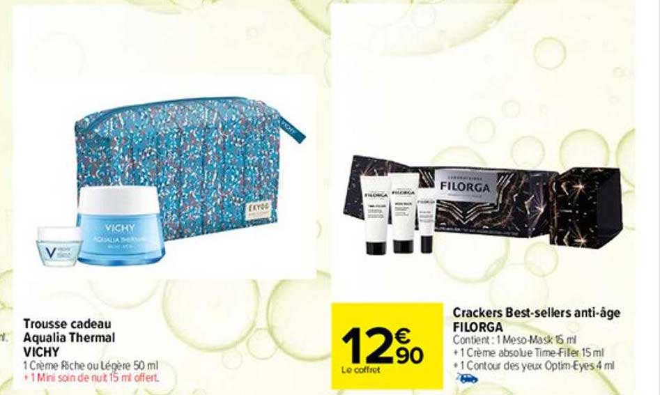 trousse cadeau aqualia thermal vichy, crackers best-sellers anti-âge filorga