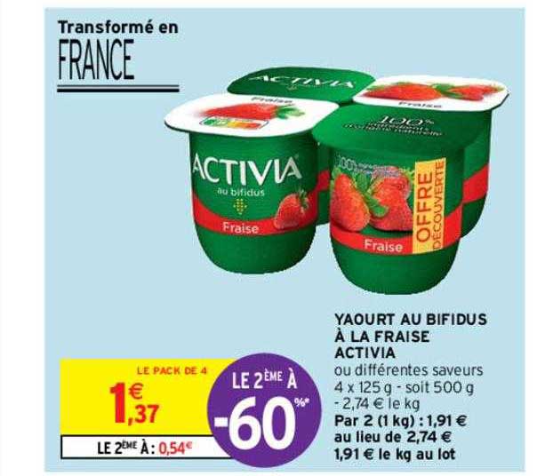 Yaourt Au Bifidus à La Fraise Activia
