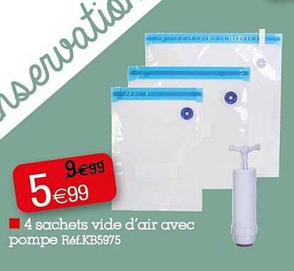 4 sachets vide d'air avec pompe