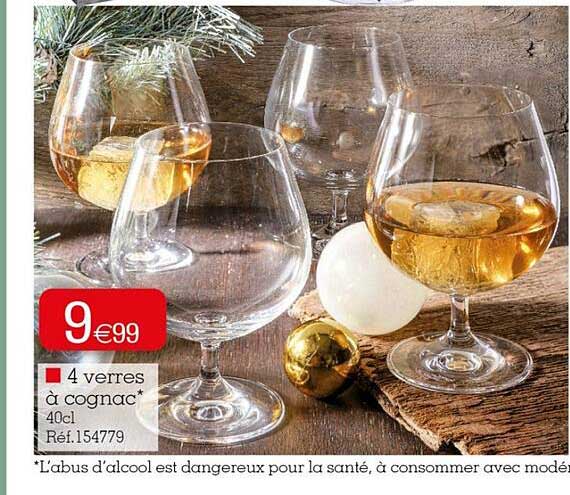 4 Verres à Cognac 40 Cl
