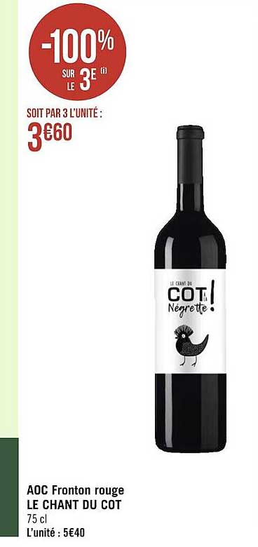 aoc fronton rouge le chant du cot