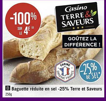 baguette réduite en sel -25% terre et saveurs