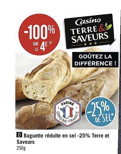 baguette réduite en sel -25% terre et saveurs
