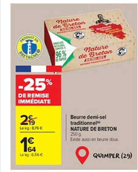 beurre demi-sel traditionnel nature de breton