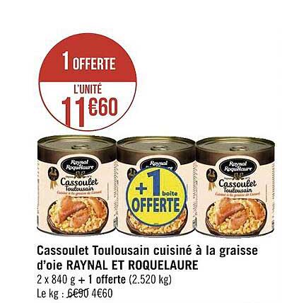 cassoulet toulousain cuisiné à la graisse d'oie raynal et roquelaure
