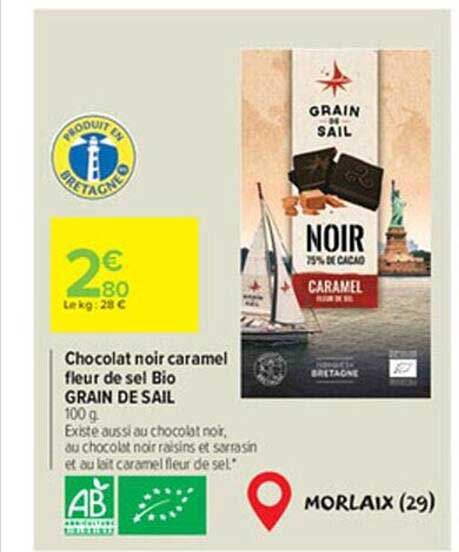 chocolat noir caramel fleur de sel bio grain de sail