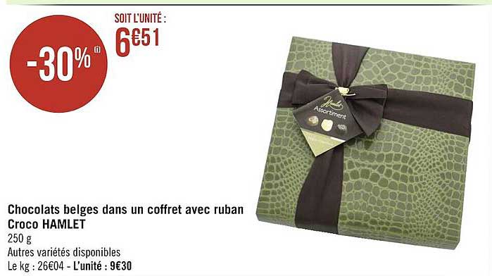 Chocolats Belges Dans Un Coffret Avec Ruban Croco Hamlet