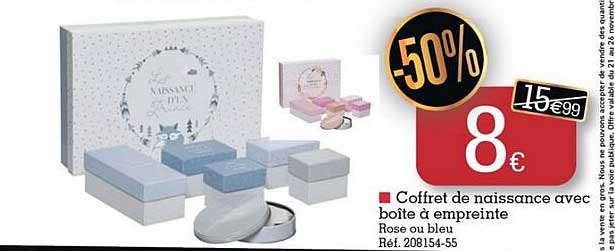 coffret de naissance avec boîte à empreinte