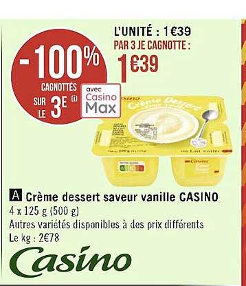Crème Dessert Saveur Vanille Casino