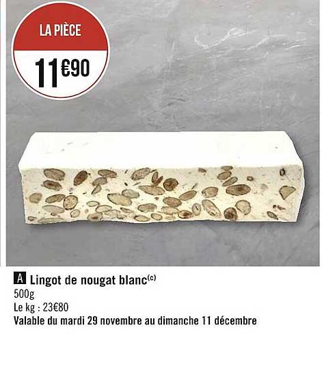 lingot de nougat blanc