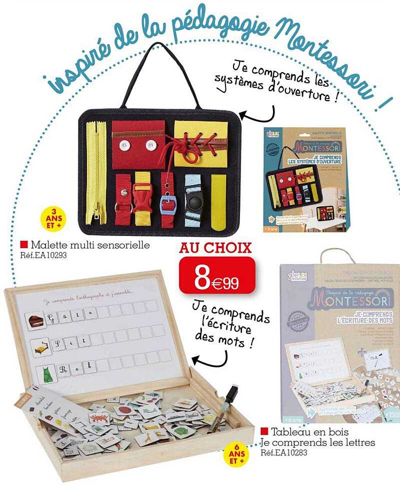 malette multi sensorielle, tableau en bois je comprends les lettres