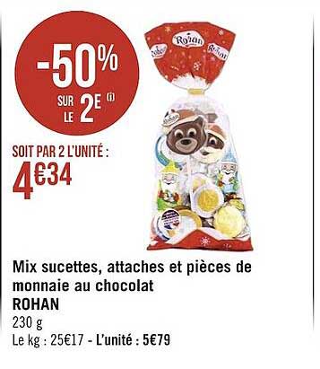 mix sucettes, attaches et pièces de monnaie au chocolat rohan